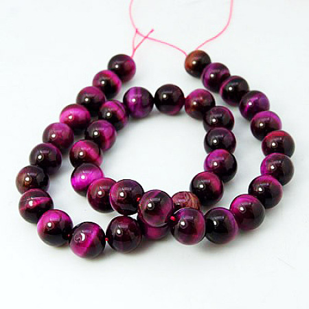 ARRICRAFT Natural Rose Tiger Eye Beads Strands, Dyed & Heated, Round, Medium Violet Red, 8mm, Hole: 1mm