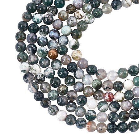 ARRICRAFT Natural Tree Agate Beads Strands, Round, 8mm, Hole: 1.2mm; about 47pcs/Strand, 15.35''(39cm); 6strands/box