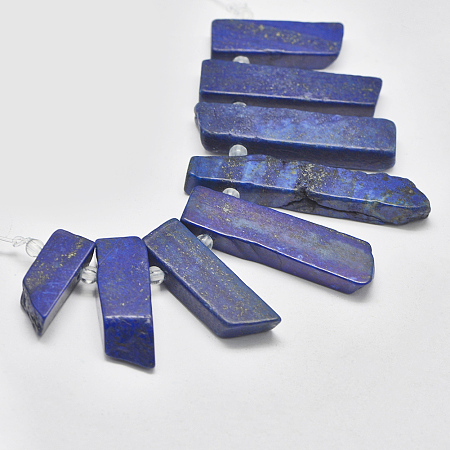 Arricraft Natural Lapis Lazuli Graduated Beads Strands, Nuggets, 27~49x14~20x6.5~8mm, Hole: 2mm, about 8pcs/strand, 4.3 inches~4.7 inches(11~12cm)
