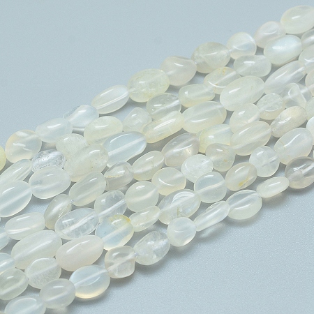 ARRICRAFT Natural Moonstone Beads Strands, Tumbled Stone, Nuggets, 5~12x6~7mm, Hole: 0.8mm, about 46~57pcs/strand, 15.16 inches(38.5cm)