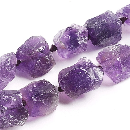 Arricraft Raw Rough Natural Amethyst Beads Strands, Nuggets, 13~17x13~15x9~16mm, Hole: 1mm, about 29pcs/strand, 16.73 inches(42.5cm)