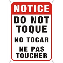 Globleland UV Protected & Waterproof Aluminum Warning Signs, Notice Do Not Toque No Tocar Ne Pas Toucher Sign, Red, 250x180x1mm, Hole: 4mm