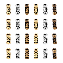 Tibetan Style Alloy Beads, Lead Free & Cadmium Free, Tube, Mixed Color, 13x2.5mm, Hole: 3mm; 3 colors, 50pcs/color, 150pcs/box