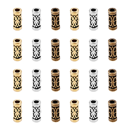 Tibetan Style Alloy Beads, Lead Free & Cadmium Free, Tube, Mixed Color, 13x2.5mm, Hole: 3mm; 3 colors, 50pcs/color, 150pcs/box