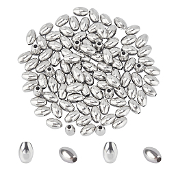Unicraftale 304 Stainless Steel Beads, Rice, Stainless Steel Color, 9.5x6mm, Hole: 2mm; 100pcs/box