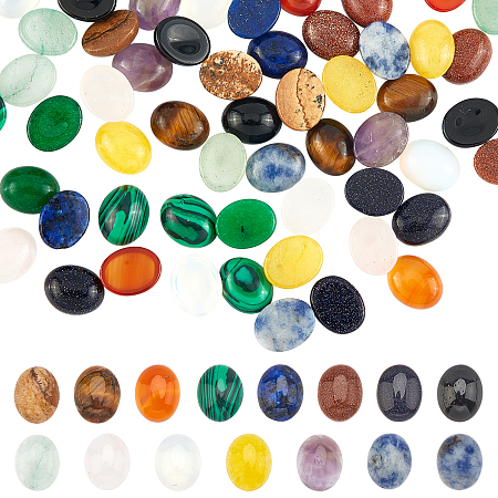 PANDAHALL ELITE Natural & Synthetic Gemstone Cabochons, Oval, 10x8x4~5mm, 60pcs/box