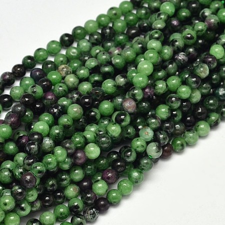 ARRICRAFT Natural Round Ruby in Zoisite Bead Strands, 4mm, Hole: 1mm, about 98pcs/strand, 15.5 inches