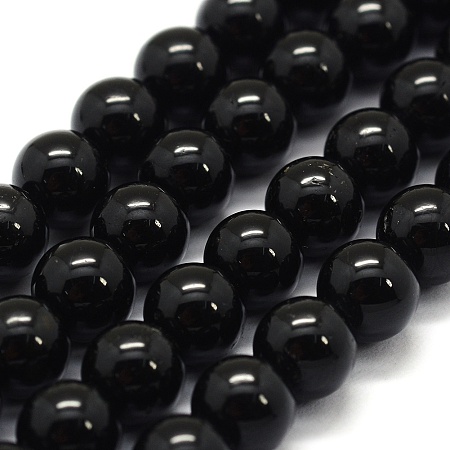 ARRICRAFT Natural Black Tourmaline Beads Strands, Grade AB+, Round, 8~8.5mm, Hole: 0.8mm, about 48pcs/strand, 15.7 inches(40cm)