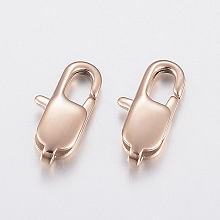 Honeyhandy Ion Plating(IP) 304 Stainless Steel Lobster Claw Clasps, Rose Gold, 11x5.5x3mm, Hole: 1x1.5mm