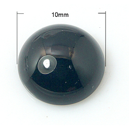 Honeyhandy Natural Black Agate Cabochons, Half Round/Dome, Black, 10x5mm