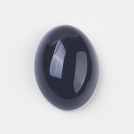 Honeyhandy Natural Black Agate Cabochons, Oval, 18x13x5~6.5mm