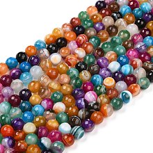 Honeyhandy Natural Agate Beads Strands, Dyed, Faceted, Round, Colorful, 6mm, Hole: 1mm, about 66pcs/strand, 15.7 inch