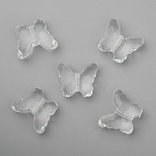 Honeyhandy Transparent Acrylic Beads, Butterfly, Clear, about 29mm long, 23mm wide, 12mm thick, hole: 2mm, about 113pcs/500g