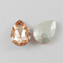 Honeyhandy Glass Pointed Back Rhinestone, Back Plated, Faceted, Teardrop, PeachPuff, 14x10x5mm