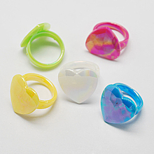 Honeyhandy Kids Valentines Day Gifts Acrylic Rings for Kids, AB Color, Mixed Color, US Size 3(14mm)