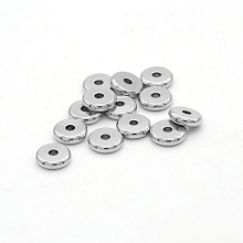 Honeyhandy 304 Stainless Steel Beads, Disc/Flat Round, Stainless Steel Color, 6x2mm, Hole: 2mm