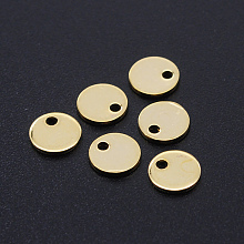 Honeyhandy 201 Stainless Steel Laser Cut Charms, Blank Stamping Tag, Flat Round, Golden, 6x1mm, Hole: 1.2mm