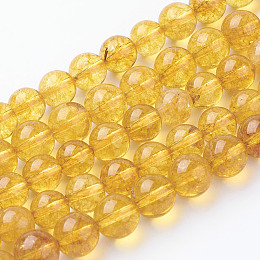 Honeyhandy Natural Quartz Crystal Beads Strands, Round, Dyed & Heated, Gold, 8mm, Hole: 1mm, about 24pcs/strand, 8 inch