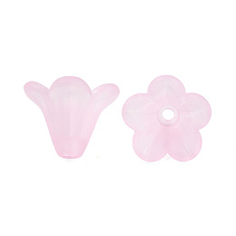 Honeyhandy Frosted Acrylic Beads, Flower, Pink, 10x13.5mm, Hole: 1.8mm, about 1600pcs/500g