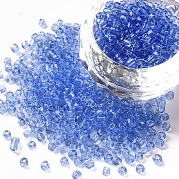 Honeyhandy Glass Seed Beads, Transparent, Round, Light Blue, 8/0, 3mm, Hole: 1mm, about 10000 beads/pound