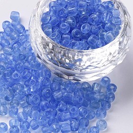 Honeyhandy Glass Seed Beads, Transparent, Round, Light Blue, 6/0, 4mm, Hole: 1.5mm, about 4500 beads/pound