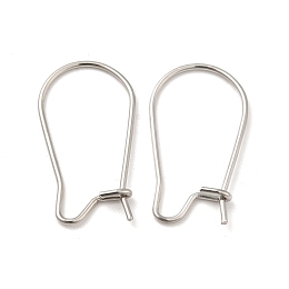 Honeyhandy 316 Surgical Stainless Steel Hoop Earrings Findings Kidney Ear Wires, Stainless Steel Color, 21 Gauge, 20x11mm, Pin: 0.7mm