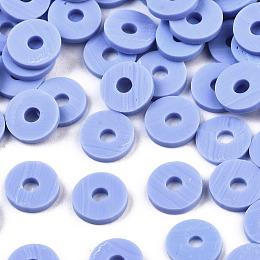 Honeyhandy Handmade Polymer Clay Beads, for DIY Jewelry Crafts Supplies, Disc/Flat Round, Heishi Beads, Cornflower Blue, 6x1mm, Hole: 2mm, about 1175pcs/50g