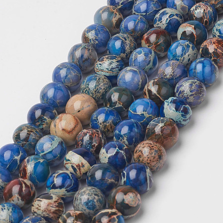 Honeyhandy Natural Imperial Jasper Beads Strands, Dyed & Heated, Round, 8mm, Hole: 1mm, 16 inch.