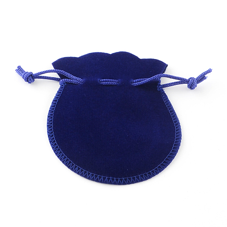 Honeyhandy Velvet Bags, Calabash Shape Drawstring Jewelry Pouches, Medium Blue, 9x7cm