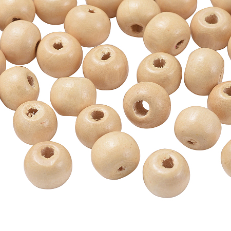 Honeyhandy Natural Wood Beads, Rondelle, Lead Free, Dyed, Beige, Beads: 8mm in diameter, hole:3mm
