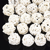 Handmade Cane Woven Beads, For Making Straw Earrings and Necklaces, Rattan Balls, Beige, 18~24mm