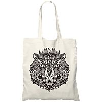 FINGERINSPIRE Canvas Tote Bag Shopping Bags (15x13 Inch, Feather Lion Pattern) Beach Bag, Bridesmaid Gifts for Women, Kitchen Reusable Grocery Bags, Book Tote for Student