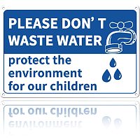 GLOBLELAND Please Don't Waste Water Sign, 8x12 inches 35 Mil Aluminum Do not Waste Water Protect The Environment for Our Children Warning Sign, UV Protected and Waterproof