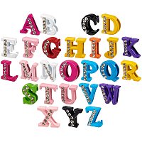 NBEADS 130 Pcs Alloy Rhinestone Slide Charms, Alphabet A-Z Letters Spray Painted Zinc Slide Loose Beads for DIY Bracelet Wristbands Necklace Choker Jewelry Making