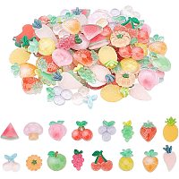 SUPERFINDINGS 96Pcs 16 Style Fruits Resin Cabochons Transparent Fruit Flatback Bead Button Imitation Food Slices for DIY Scrapbooking Embellishments Phonecover Hair Clip Jewelry Craft