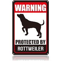 GLOBLELAND Protected by Rottweiler Aluminum Sign Metal Warning Sign Yard Sign for Houses Bars Restaurants Cafes Pubs Decor, 12x8Inch, Waterproof and Fade Resistance