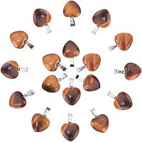 Arricraft 50PCS Heart Shape Tiger Eye Gemstone Stone Charms Healing Stone Beads Pendants for Valentine's Day Necklace Jewelry Making
