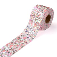 ARRICRAFT Polyester Elastic Sequin Ribbons, with Bling Paillette, Light Coral, 2-3/8 inch(60mm), 10 yards(9.14m)/roll