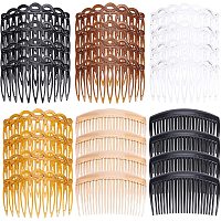 SUPERFINDINGS 24pcs 5 Styles 53x75x4mm 6 Colors Plastic Hair Comb Findings French Side Combs Set Twist Comb Hair Clip with Teeth for Hair Accessories