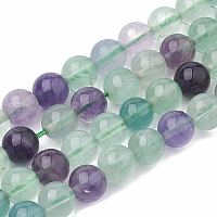 Honeyhandy Natural Fluorite Beads Strands, Round, 6~7mm, Hole: 1mm, about 60~67pcs/strand, 15.7 inch