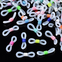 Honeyhandy Silicone EyeGlass Holders, Eyeglasses Chain Connector, with Spray Painted Iron Findings, Mixed Color, 22x7.5mm