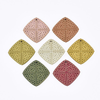 Acrylic Pendants, Imitation Woven Rattan Pattern, Rhombus, Mixed Color, 44.5x44.5x4.5mm, Hole: 2mm