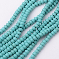 Honeyhandy 1 Strand Synthetic Turquoise Rondelle Beads Strands, Dyed, Turquoise, 6x4mm, Hole: 1mm, about 95pcs/strand, 15 inch