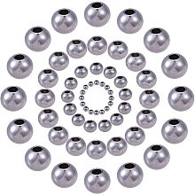 304 Stainless Steel Spacer Beads, Round & Rondelle, Stainless Steel Color, 3~8x2~6mm, Hole: 1~3mm; 200pcs/box