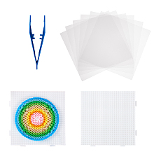 DIY Fuse Beads Sets, with Thermostability Ironing Papers, Tweezers and ABC Plastic Pegboards Used for 2.6mm DIY Fuse Beads, Square, White, 150x150x0.1mm; 145x145x6mm; 130x35x11mm