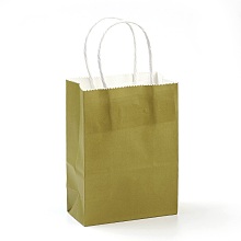 Honeyhandy Pure Color Kraft Paper Bags, Gift Bags, Shopping Bags, with Paper Twine Handles, Rectangle, Olive, 21x15x8cm