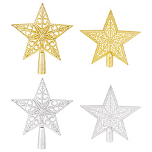 AHANDMAKER 4 Pcs Mini Christmas Tree Topper, Glitter Star Mini Christmas Tree Topper Christmas Tree Decoration Treetop 2 Style Star Christmas Tree Decoration Treetop, 5.6" & 5.7"