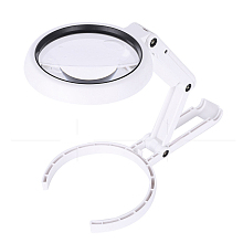 Honeyhandy ABS Plastic Handheld and Desktop Foldable Illuminated Magnifier, with Acrylic Optical Lenses and 8PCS LED Light, White, 22x11x3.2cm, Magnification: 3.5X