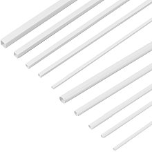 OLYCRAFT 40pcs 10 Sizes ABS Plastic Hollow Tubes Plastic Round/Square Bar Rods White Plastic Hollow Bar for DIY Handmade Sand Table Material Model Building - 3/4/5/6/8mm