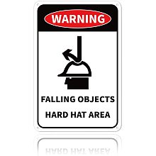 GLOBLELAND Warning Falling Objects Hard Hat Area Sign 8x12 inches 35 Mil Aluminum Funny Warning Sign for House, UV Protected and Waterproof